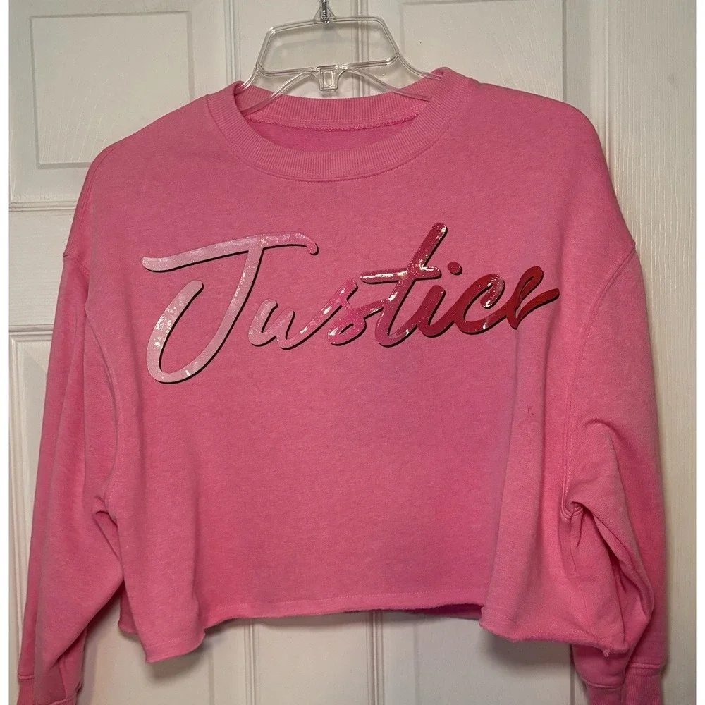 Justice Girls Cropped Sweatshirt Pink Size Small